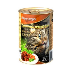 Ночной охотник / Влажный корм Консервы для кошек Мясное ассорти кусочки в желе (цена за упаковку) 75154