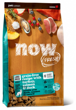 NOW Fresh Adult Large Breed Recipe Grain free / Сухой Беззерновой корм Нау Фреш для взрослых собак Крупных пород Индейка лосось утка 52502