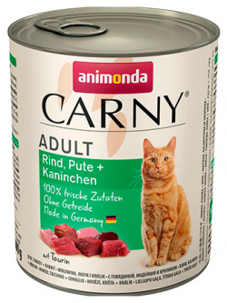 Animonda Carny Adult / Консервы Анимонда для кошек с  Говядиной Индейкой и Кроликом (цена за упаковку) 83736