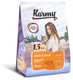 Karmy Hair & Skin / Сухой корм Карми для кошек Здоровье Кожи и Шерсти Лосось 73318