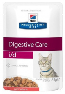 Hills Prescription Diet i\d Digestive Care Salmon / Лечебные паучи Хиллс для кошек при Заболеваниях ЖКТ Лосось (цена за упаковку) Hills 93854
