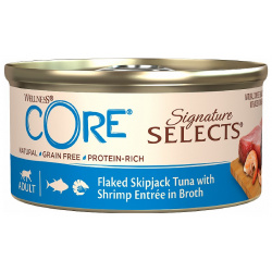 CORE Cat Signature Selects Flaked Skipjack Tuna with Shrimp / Консервы Кор для кошек Рубленый Тунец с Креветками в бульоне (цена за упаковку) 10635