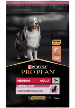 PRO PLAN OPTI DERMA / Сухой корм ПРО ПЛАН для взрослых собак средних пород при чувствительной коже с лососем 76259