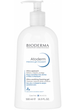 BIODERMA Успокаивающий очищающий гель мусс для сухой и атопической кожи лица тела Atoderm 500 мл 028133