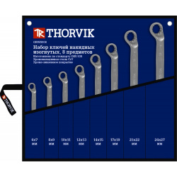Набор ключей Thorvik ORWS008 гаечных накидных изогнутых 75° в сумке  6 27 мм 8 предметов