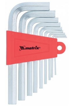 Набор имбусовых ключей MATRIX 12303 коротких HEX  1 5 10мм CrV 9шт сатин