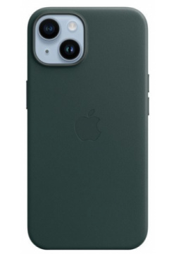 Чехол накладка Apple MagSafe для iPhone 14  кожа зеленый лес MPP53ZM/A