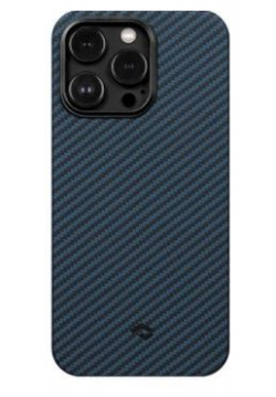 Чехол накладка Pitaka MagEZ Case 3 для iPhone 14 Pro Max  арамид (кевлар) черный/синий KI1408PM