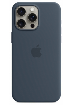 Чехол накладка Apple MagSafe для iPhone 15 Pro Max  силикон штормовой синий MT1P3ZM/A