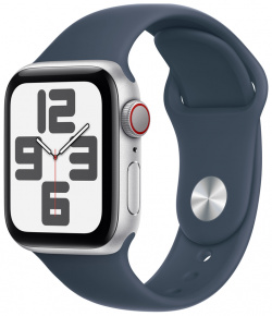 Apple Watch SE 2023 GPS  (корпус серебристый 40mm ремешок Sport Band штормовой синий размер S/M) MRE13