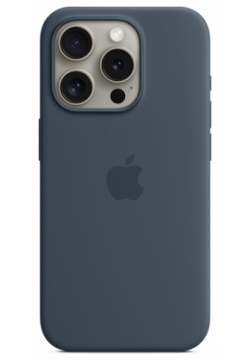 Чехол накладка Apple MagSafe для iPhone 15 Pro  силикон штормовой синий MT1D3ZM/A
