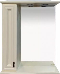 Зеркало шкаф Misty Лувр 65 L с подсветкой  бежевый слоновая кость П Лвр03065 1014Л