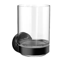 Стакан  Emco Round без крышки ширина мм 69 глубина 89 5 высота 116 настенный материал стакана стекло прозрачное цвет Black 4320 133 00