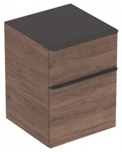 500 357 JR 1 Geberit Smyle Square Боковой шкафчик низкий с двумя выдвижными ящиками  цвет "пекан"
