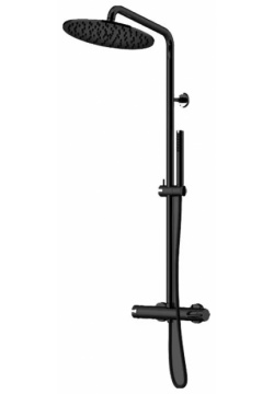 GATTONI CIRCLE TWO Комплект для душа: монокомандный смеситель  душевая стойка лейка 250мм ручной душ цвет NERO OPACO 9195/PDNO