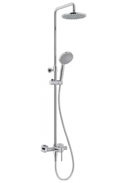 HUBER Valencia Душевая система для ванны  с однорычажным смесителем верхним душем d 20 см и ручной лейкой 12см H80/180см цвет хром TTH0402121