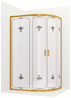 Душевой уголок Ambassador Royal 120х80 золото стекло белое с рисунком 18015301 