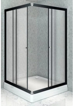 Душевой уголок Radomir Дрим 100х100 профиль черный стекло прозрачное с низким поддоном 1 03 6 0 1190 