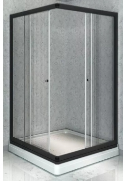 Душевой уголок Radomir Респект 100х100 профиль черный стекло прозрачное с низким поддоном 1 03 6 0 1330 