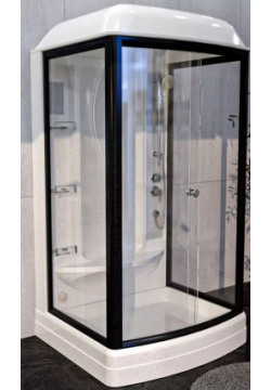 Душевая кабина Radomir Диана 108х118 профиль черный стекло прозрачное с гидромассажем 1 05 6 0 0640 
