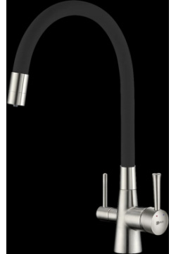 Смеситель для кухни Lemark Comfort с подключением к фильтру и гибким изливом никель  черный LM3075BN Black