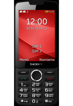 Телефон Texet TM 308 Черно красный 2G; Дисплей 65 5 тыс цв  3 2; Камера 0