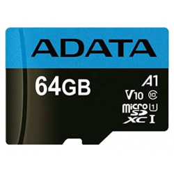 Карта памяти ADATA MicroSD XC 64 ГБ class 10 (10 A1 V10 UHS I U1) Увеличена