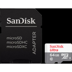 Карта памяти SanDisk MicroSD XC 64 ГБ class 10 (с адаптером) 