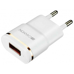 Зарядное устройство сетевое Canyon CNE CHA01WR 1A USB порт  белый с золотом
