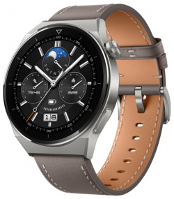 Умные часы  HUAWEI Watch GT 3 Pro светло серый титановый корпус с кожаным ремешком