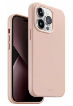Чехол крышка Uniq MagSafe LINO для iPhone 14 Pro Max  силикон розовый
