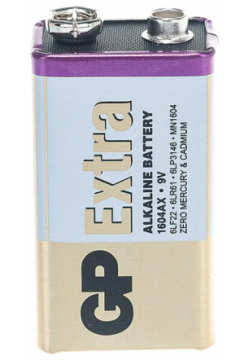 Батарейка  GP Extra Alkaline 9V Крона 1шт