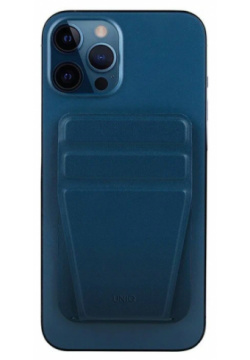 Чехол бумажник Uniq MagSafe LYFT Magnetic для iPhone  экокожа синий