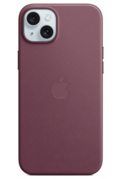 Чехол крышка Apple with MagSafe для iPhone 15 Plus  кожзам бордовый