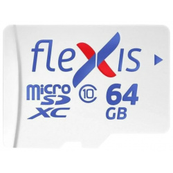 Карта памяти Flexis MicroSD 64 ГБ class 10 (с адаптером) стандарта