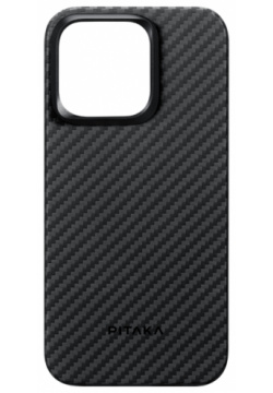 Чехол крышка Pitaka для iPhone 15 (KI1501)  кевлар черно серый