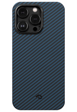 Чехол крышка Pitaka для iPhone 14 Pro Max (KI1408PM)  кевлар черно синий