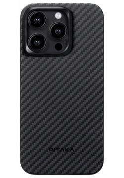 Чехол крышка Pitaka для Apple iPhone 15 Pro Max (KI1501PMP)  кевлар черно серый