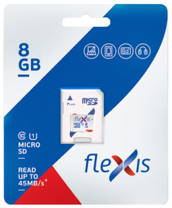 Карта памяти Flexis MicroSD 8 ГБ class 10 (с адаптером) 