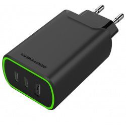 Зарядное устройство сетевое Gerffins Pro USB A/С/С 65W  черное (GaN) Мощное