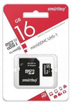 Карта памяти Smartbuy MicroSDHC16GB Class10 + адаптер LE 