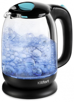 Чайник Kitfort KT 625 1 черный/голубой 