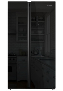 Холодильник Side by Hyundai CS6503FV черное стекло 