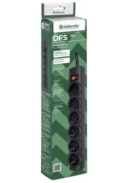 Сетевой фильтр Defender DFS 151 (1 8м 6 роз) черный (99494) 