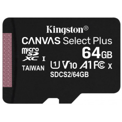 Карта памяти Kingston Canvas Select Plus microSDXC 64Gb Class10 SDCS2/64GBSP w/o adapter 