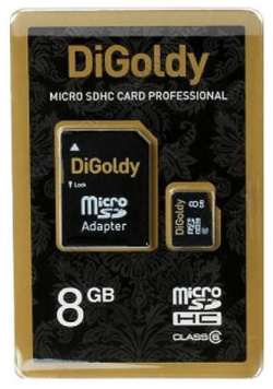 Карта памяти Digoldy microSDHC 8GB Class10 (+ адаптер SD) 