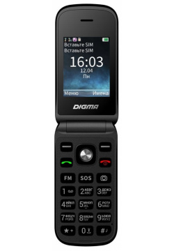 Телефон Digma VOX FS240 32Mb черный Тип: кнопочный телефон