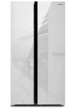 Холодильник Side by Hyundai CS5003F белое стекло 