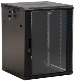 Коммутационный шкаф Hyperline TWB 1845 GP RAL9004 настенный  стеклянная передняя дверь 18U 600x908x450мм