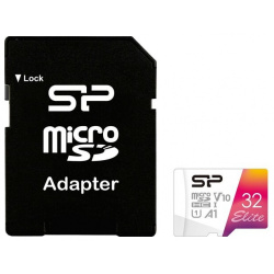 Карта памяти Silicon Power microSDHC 32Gb SP032GBSTHBV1V20SP Elite + adapter 